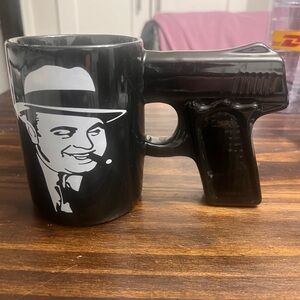 Chicago Al Capone Black Handle Mug with White Graphic